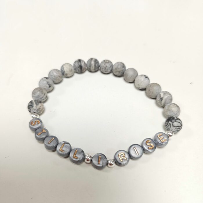 Still I Rise Lewis Hamilton Agate Gemstone and Sterling Silver Stretchy Bracelet