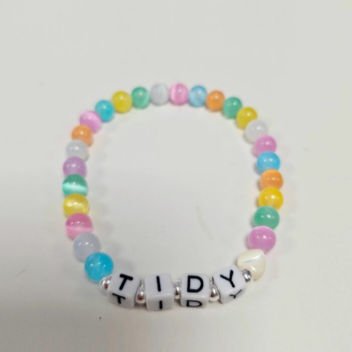 'Tidy' Gavin and Stacey Rainbow Selenite and Sterling Silver Stretchy Bracelet