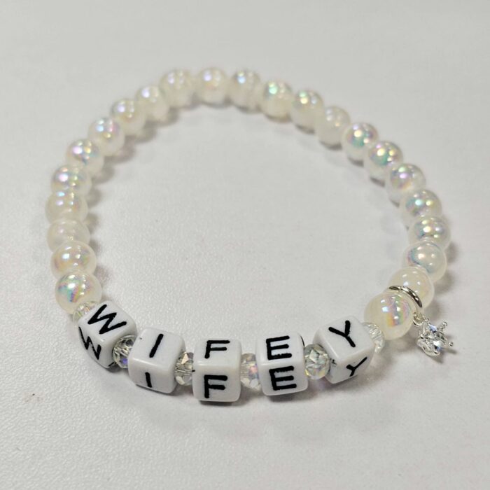 Wifey Gemstone and Sterling Silver Stretchy Bracelet with Sparkling Star - Image 4