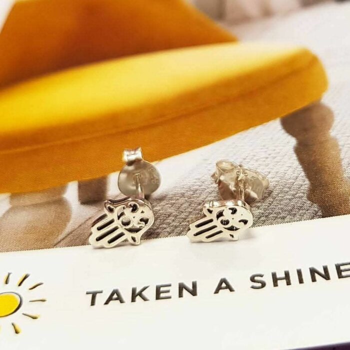 Sterling Silver Hamsa hand stud earrings