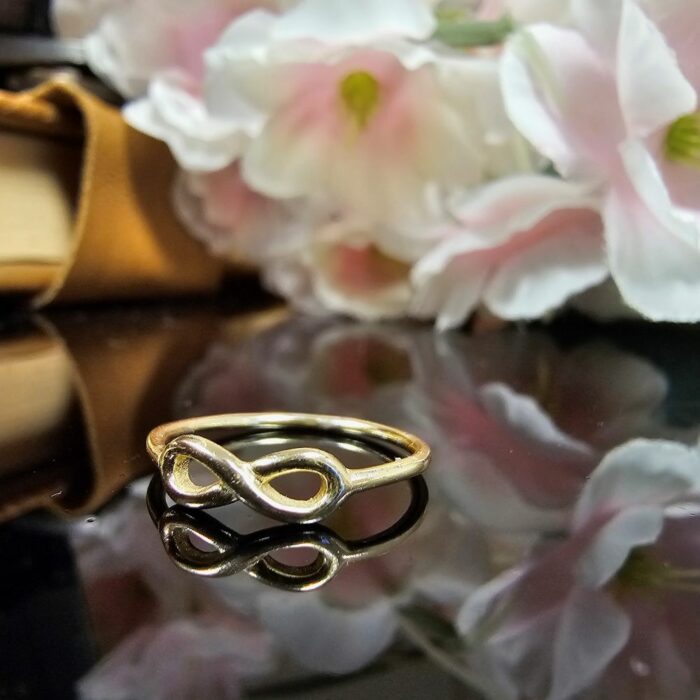 Small Golden Infinity Midi Ring in Sterling Silver