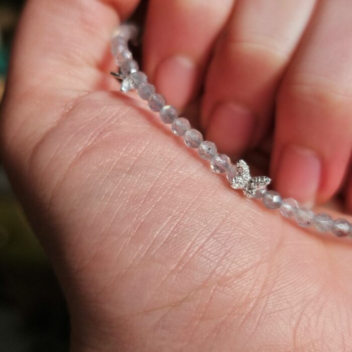 Beautiful Rainbow Moonstone Butterfly Baby Loss Remembrance Bracelet in Sterling Silver - Image 4