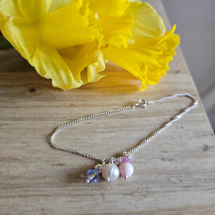 Springtime Blooms 11 - Beautiful Springtime Charm Bracelet in Sterling Silver - 7.5 Inches