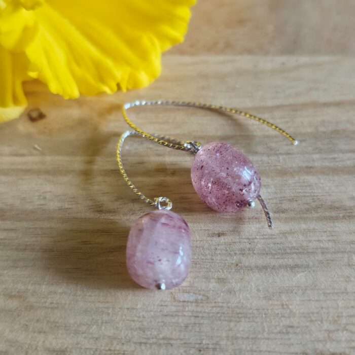 Springtime Blooms 3 - Strawberry Quartz Drop Earrings