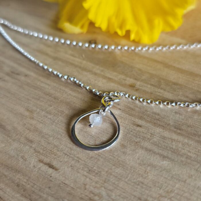 Springtime Blooms 5 - Figure of 8 Infinity Necklace with Tiny Sparkling Moonstone Bead