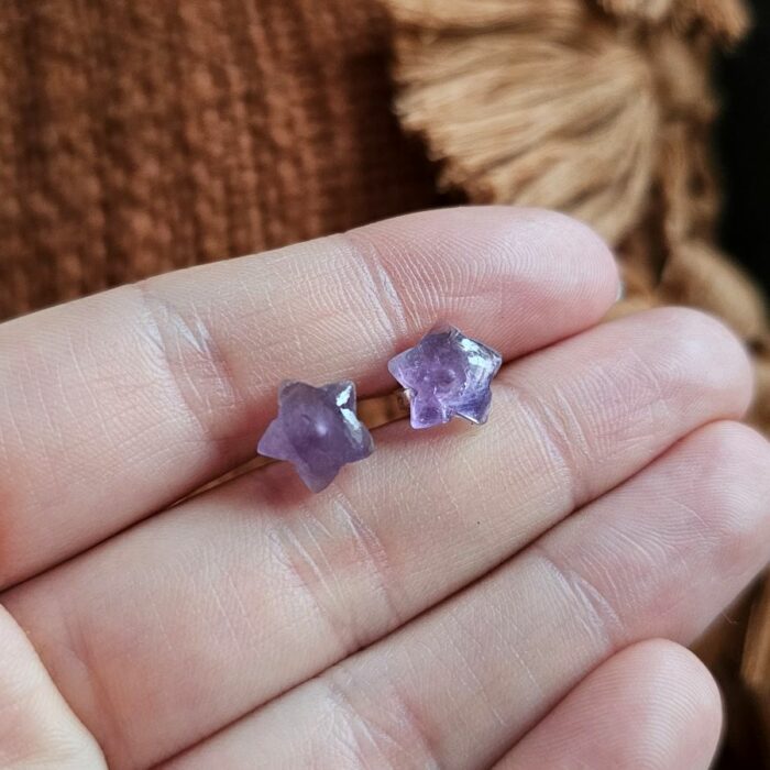 Little Amethyst Gemstone Star Studs - Image 3