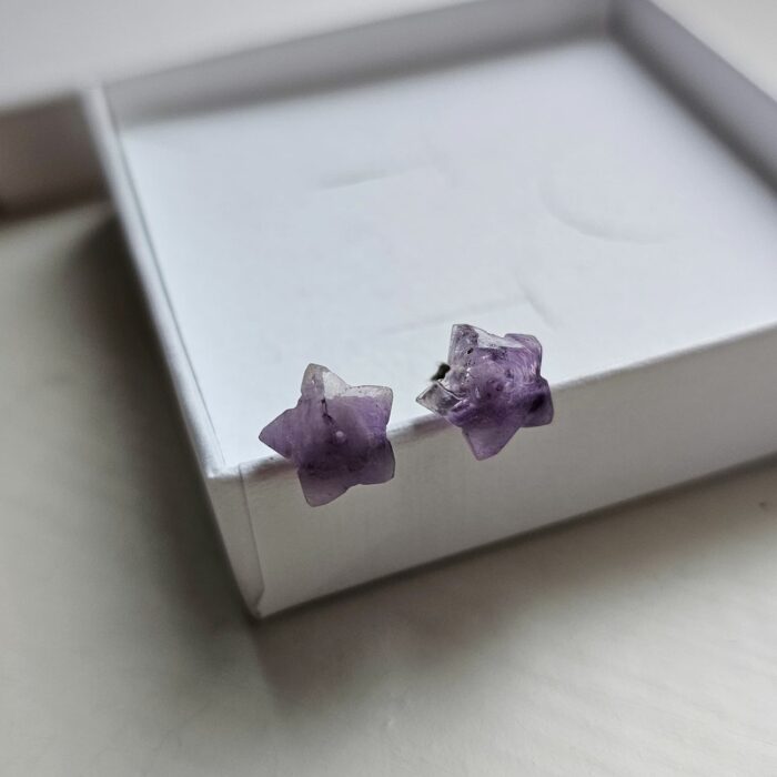 Little Amethyst Gemstone Star Studs - Image 2