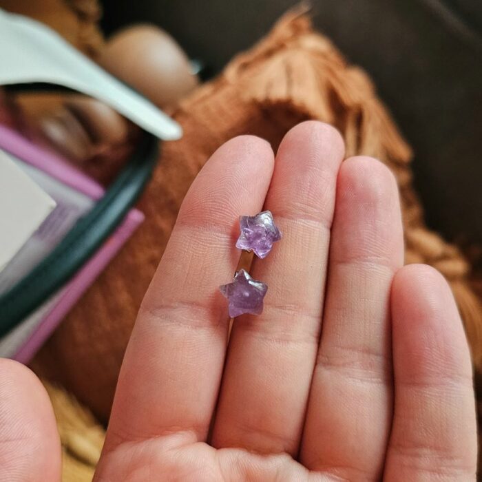 Little Amethyst Gemstone Star Studs