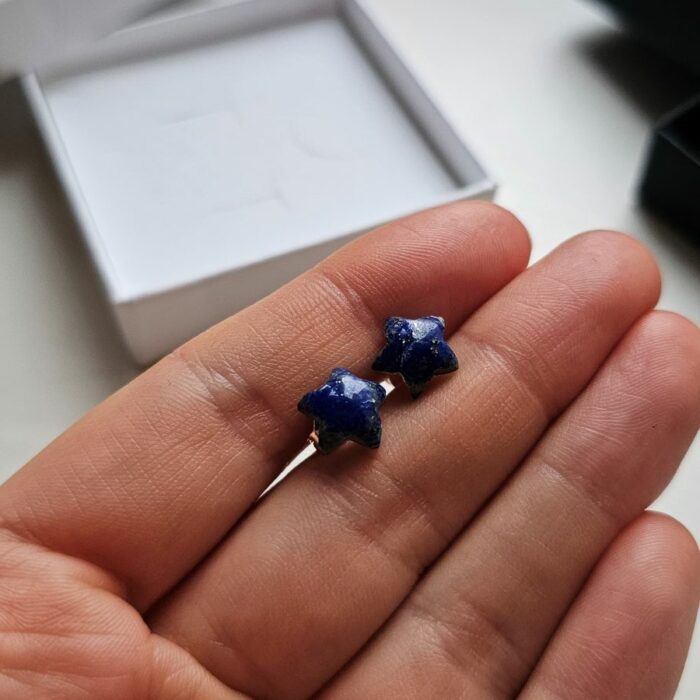 Little Lapis Lazuli Gemstone Star Studs - Image 3