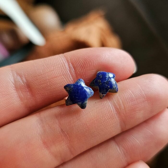 Little Lapis Lazuli Gemstone Star Studs