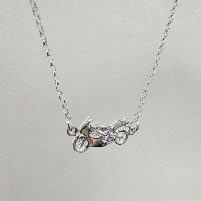 Motorbike Necklace in Sterling Silver - 2 Loop - Image 3