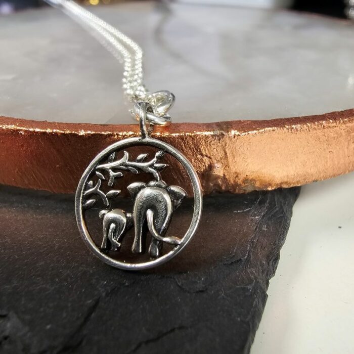 Mummy and Baby Elephant Necklace in Sterling Silver - Limited Edition - Image 2