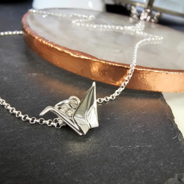 Origami Crane Necklace in Sterling Silver