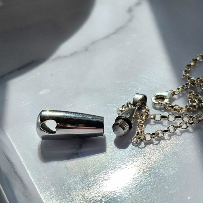Beautiful Teardrop Urn Necklace for Ashes and Hair on Sterling Silver Chunky Open Link Chain - Image 3