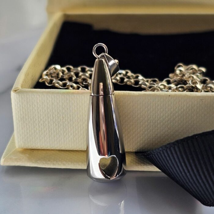 Beautiful Teardrop Urn Necklace for Ashes and Hair on Sterling Silver Chunky Open Link Chain - Image 4