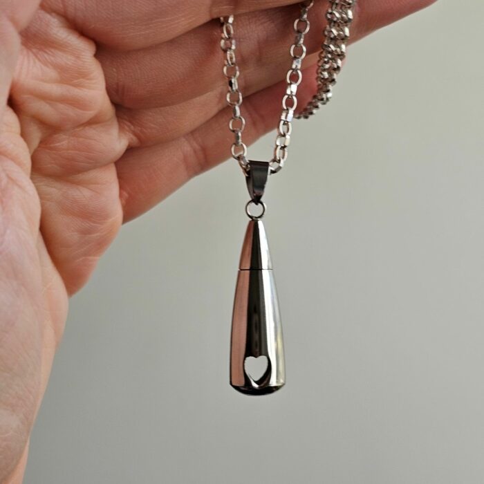 Beautiful Teardrop Urn Necklace for Ashes and Hair on Sterling Silver Chunky Open Link Chain
