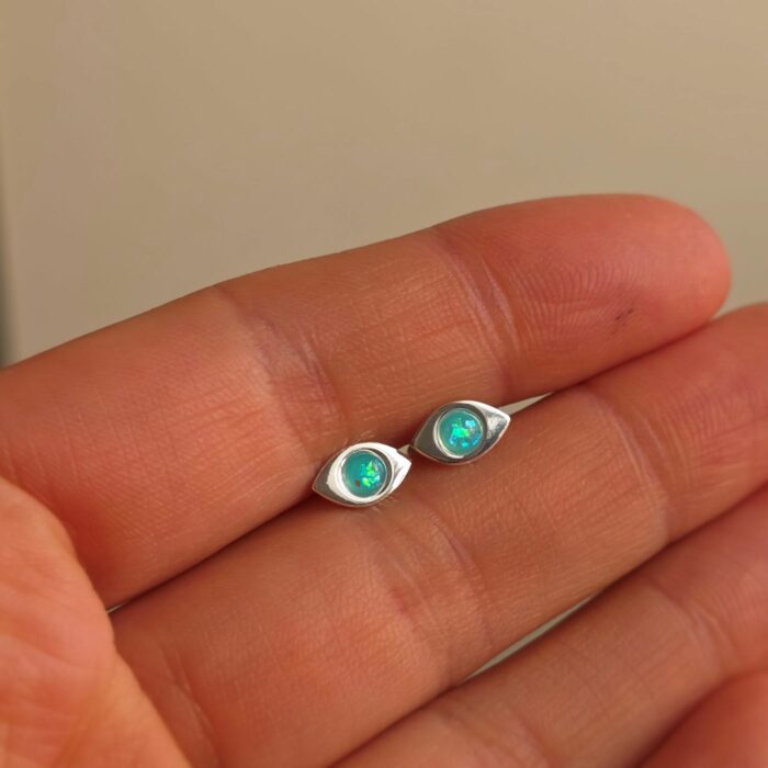 Blue Opal Evil Eye Studs - Image 2