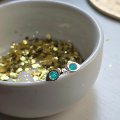 Blue Opal Evil Eye Studs