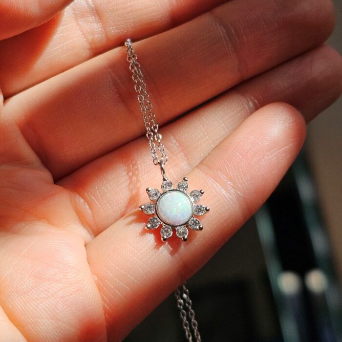 Gatsby Opal Sun Necklace in Sterling Silver - Image 2