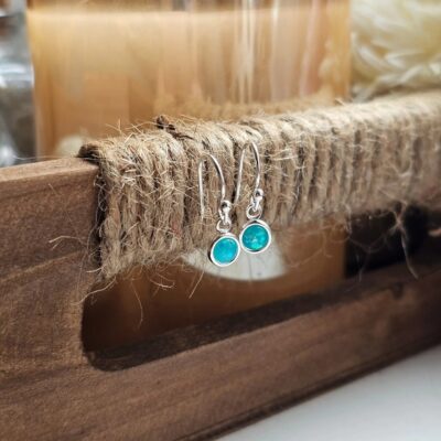 Little Simple Blue Opal Drop Earrings