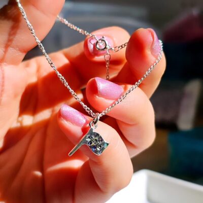 Mini Glitter Enamel Flag Bracelet in Sterling Silver