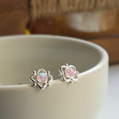 Snow White Opal Studs
