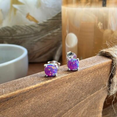Sparkling Lavender Opal Bubble Studs