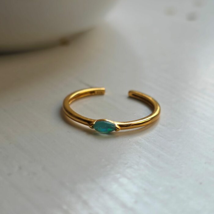 Sparkling Marquise Opal and Golden Toe Ring - Image 3