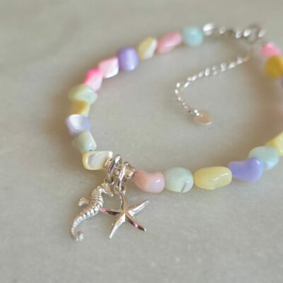Summer's Hottest Beachy Bracelet in Sterling Silver and Candy Shell