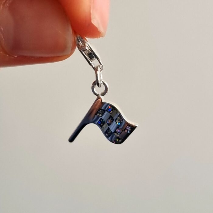 Mini Glitter Enamel Flag Charm in Sterling Silver - Image 8