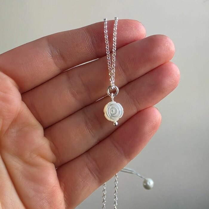 Mother of Pearl Eternal Rose Necklace