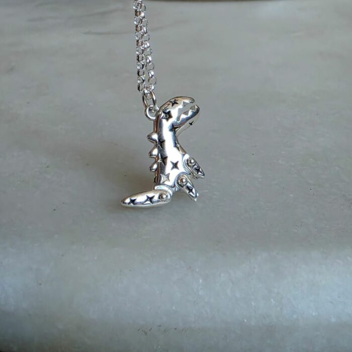 Moving Starry the T-Rex Roarsome Necklace in Sterling Silver - Image 3