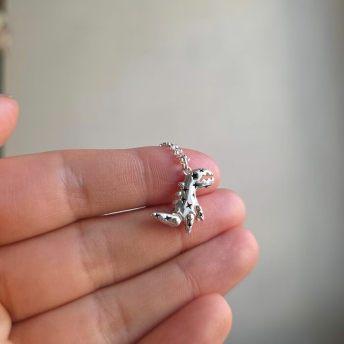 Moving Starry the T-Rex Roarsome Necklace in Sterling Silver - Image 6