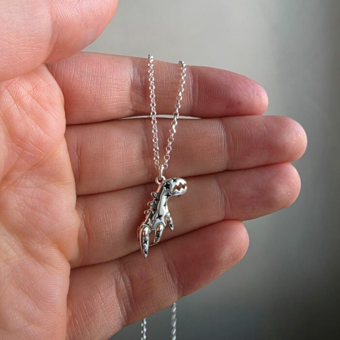 Moving Starry the T-Rex Roarsome Necklace in Sterling Silver - Image 2
