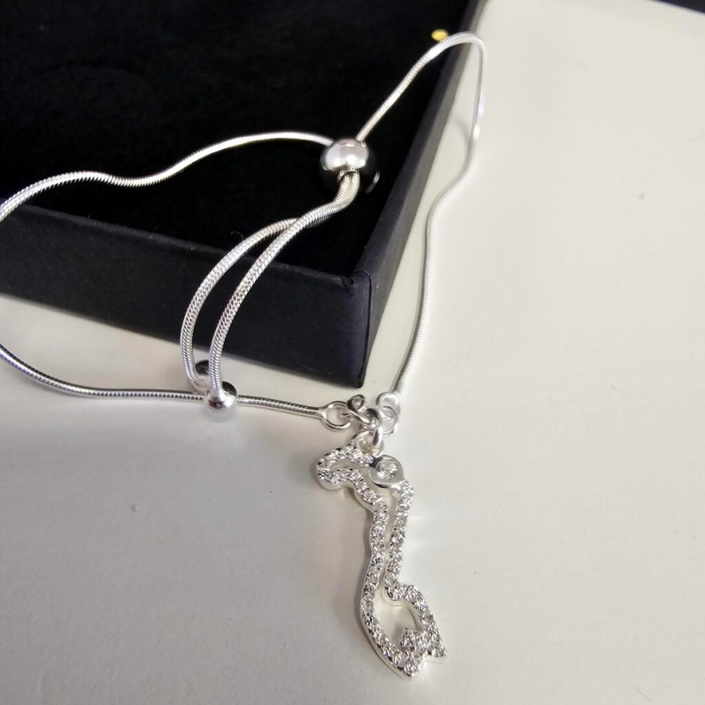 Stone Set Sparkling Monaco Drawstring Bracelet in Sterling Silver