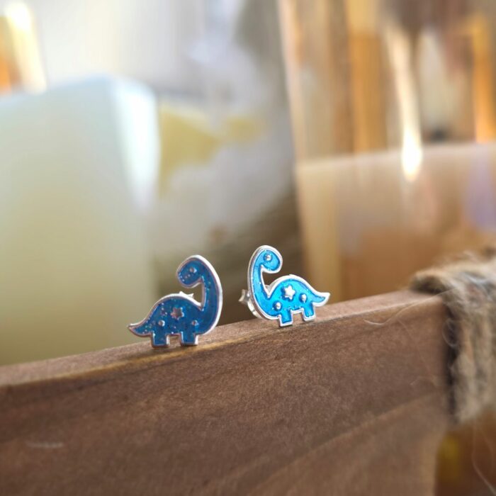 The Good Dinosaur Blue Glittery Enamel Studs in Sterling Silver - Image 2