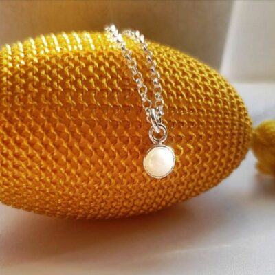 Tiny Silver Pearl Birthstone Necklace
