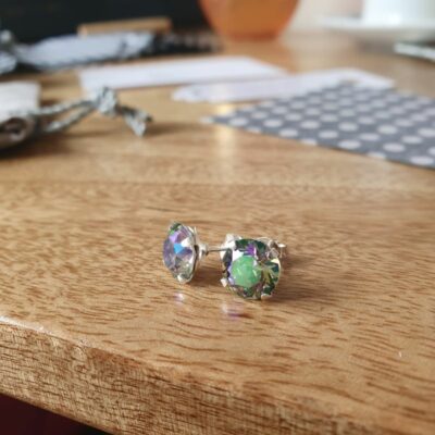 ‘Paradise Shine’ Crystal Studs in Sterling Silver – 8mm