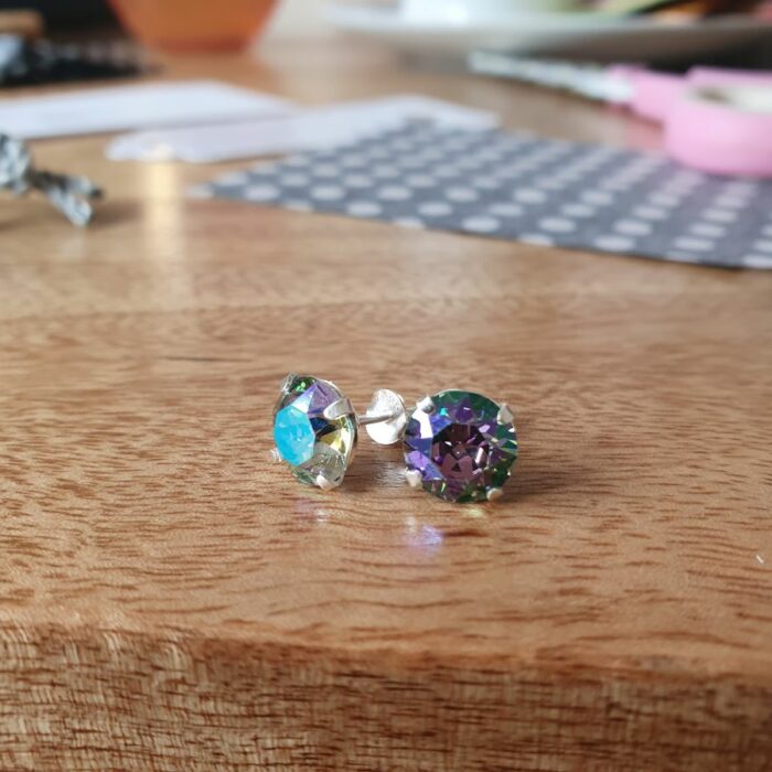 ‘Paradise Shine’ Crystal Studs in Sterling Silver – 8mm - Image 2
