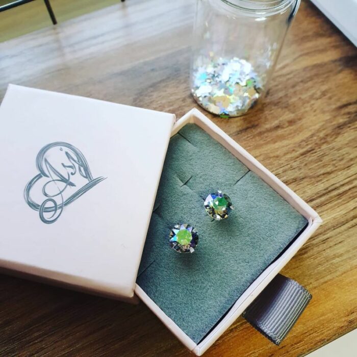 ‘Paradise Shine’ Crystal Studs in Sterling Silver – 8mm - Image 3
