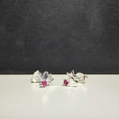 Arabella Ruby Studs in Sterling Silver