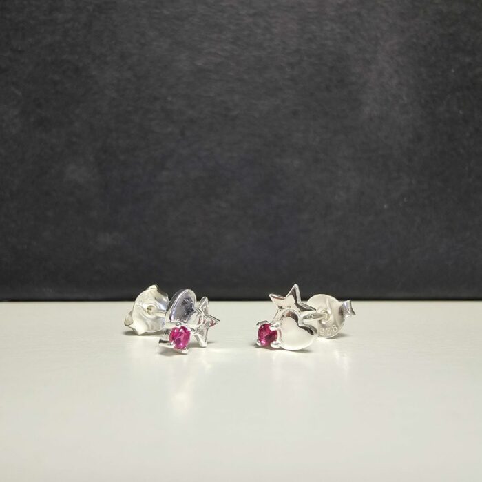 Arabella Ruby Studs in Sterling Silver