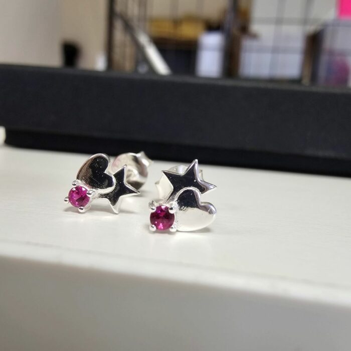 Arabella Ruby Studs in Sterling Silver - Image 2