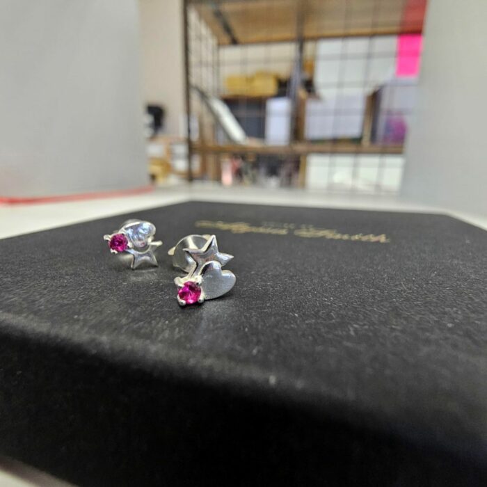 Arabella Ruby Studs in Sterling Silver - Image 3