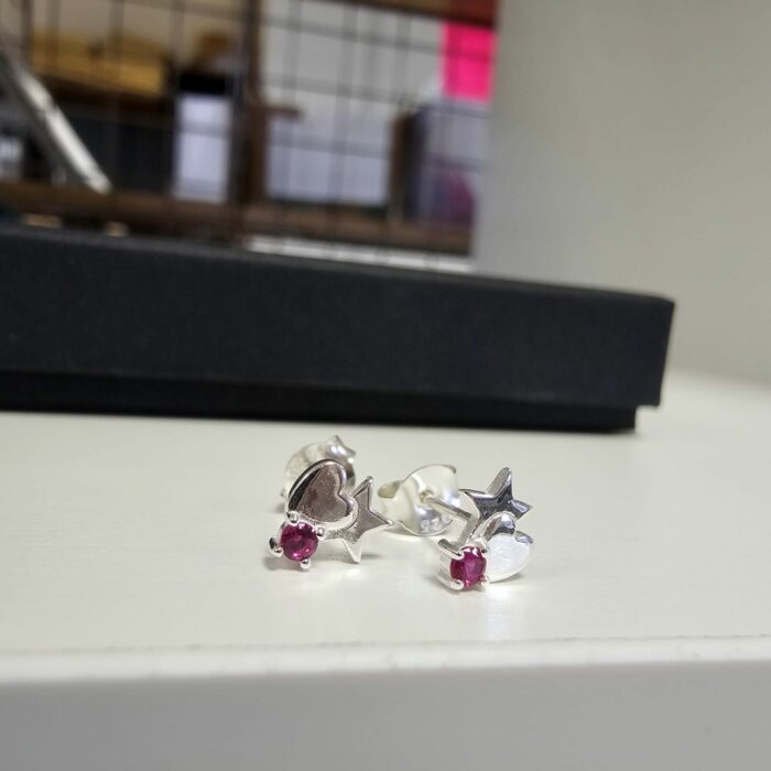 Arabella Ruby Studs in Sterling Silver - Image 5