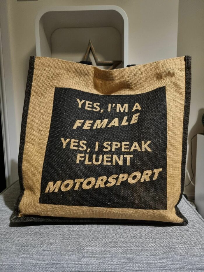 Black Motorsports Printed Jute Bag - Limited Edition 2025 Return