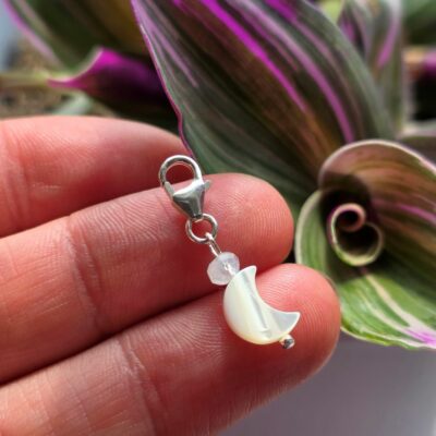 Charm Box Treasure 4 - Mother of Pearl and Moonstone Crescent Moon