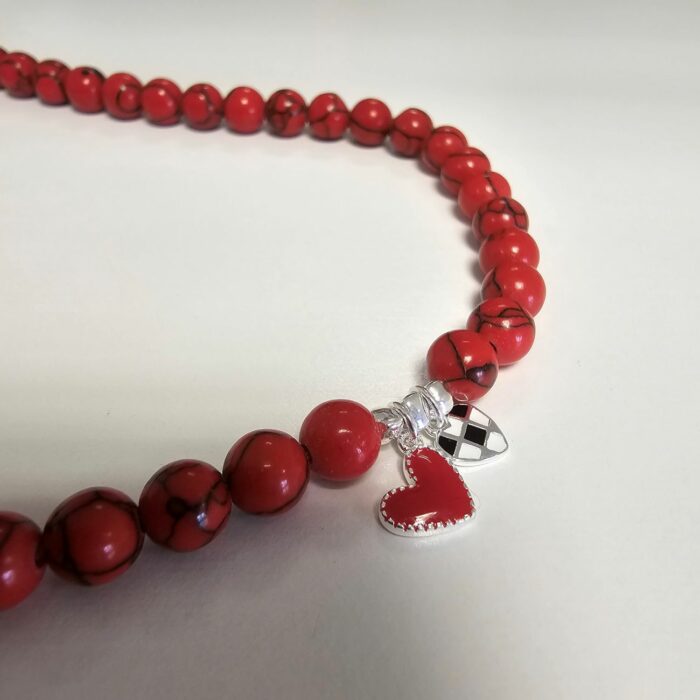 Ferrari F1 Inspired Enamel Chequered Heart Stretchy Gemstone Anklet - Image 2