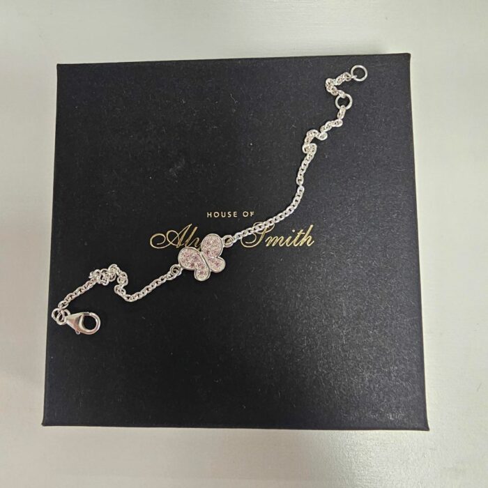 Little A Sparkling Pink Butterfly Bracelet in Sterling Silver - Image 2