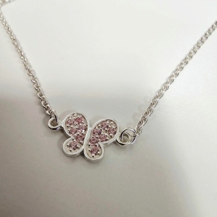 Little A Sparkling Pink Butterfly Bracelet in Sterling Silver - Image 3